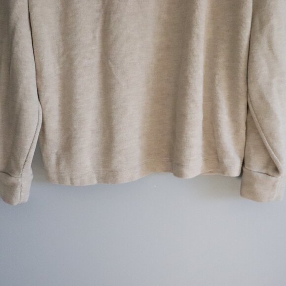 Uniqlo Womens Sz S Cream Ribbed Thermal Fleece Soft Turtleneck Pullover Sweater - Picture 8 of 11